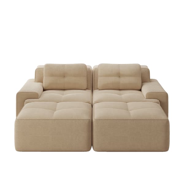 SONNENH Cloud Modular Sofa Boneless U- Shaped Sofa, Komfortabel Corduroy Cloud Sofa, Modular Sofa med Ottoman, Modular Two-Seater Sofa