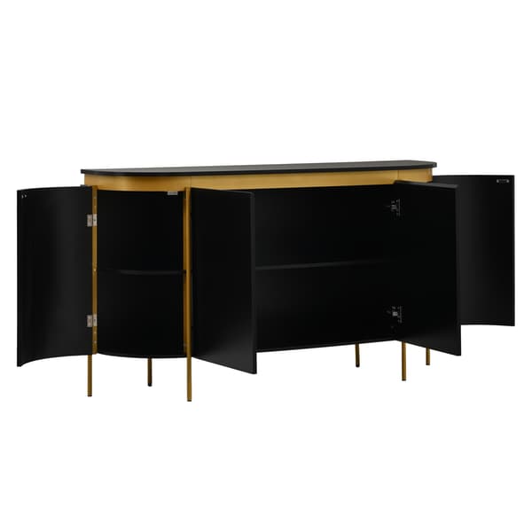 SONNENH Sideboard, MDF, Svart, 140 × 38 × 80 cm