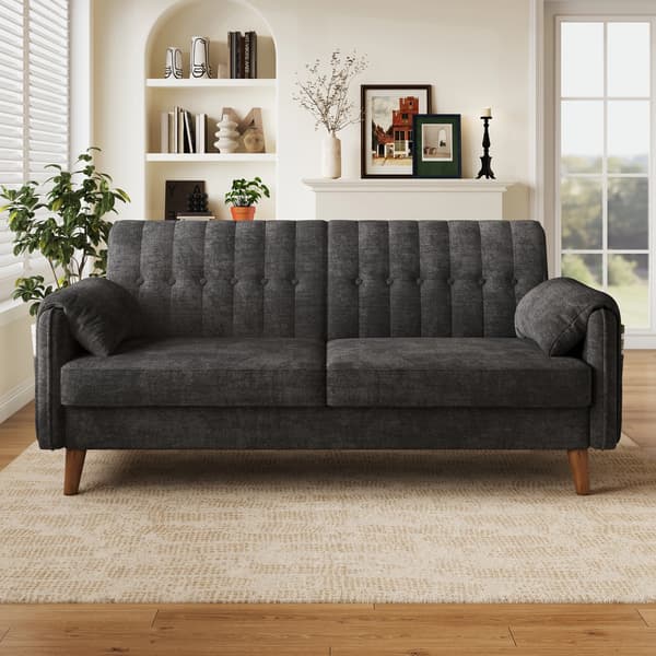 SONNENH 2-sitssoffa, Chenille, Mörkgrå, 161,5 × 79 × 83,5 cm
