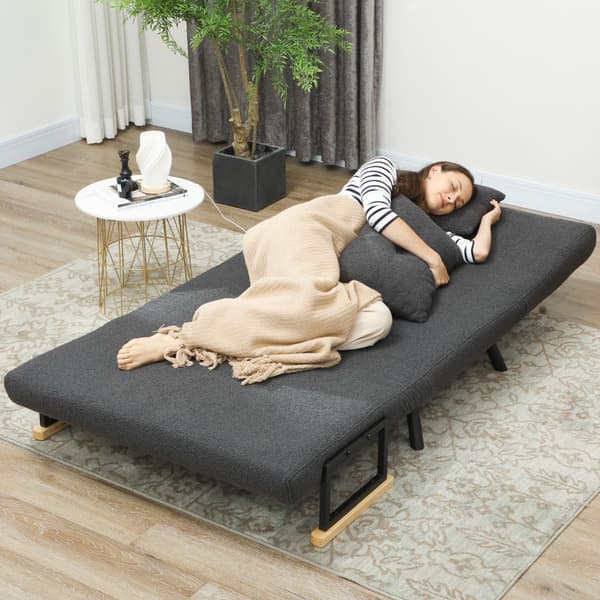 SONNENH Bäddsoffa, Tyg, Mörkgrå, 102 × 73 × 81 cm