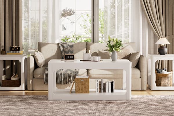 SONNENH Sidebord – sæt med 2, MDF, Hvid, 50 × 40 × 60 cm