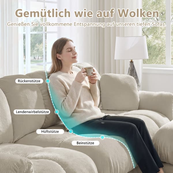 SONNENH 2-sitsig Chenille Sofa, L-formad Modular Corner Sofa, Fine Quilted Design, Elegant Style, Thick Seat Cushions, Soft & Supportive