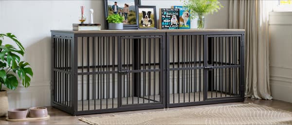 SONNENH Kæledyrsbur, Jern, Grå, 84 × 56 × 66 cm