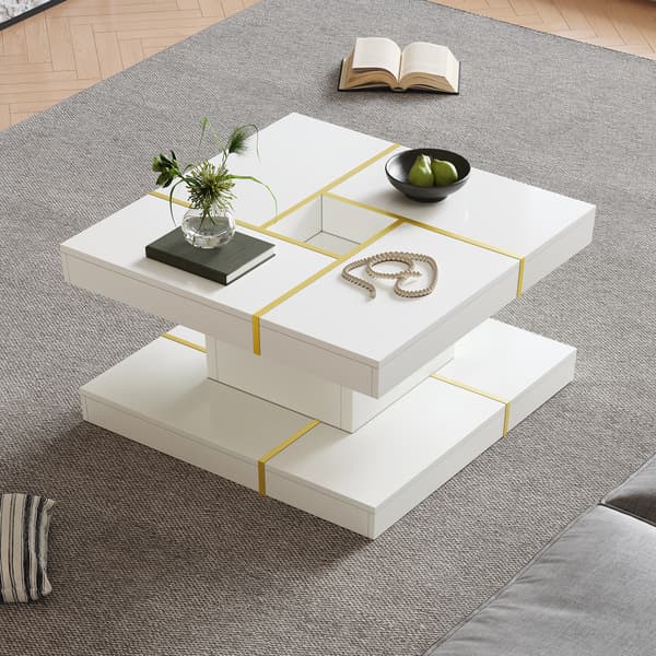 SONNENH Sofabord, Spånplade, Hvid, 80 × 80 × 38 cm