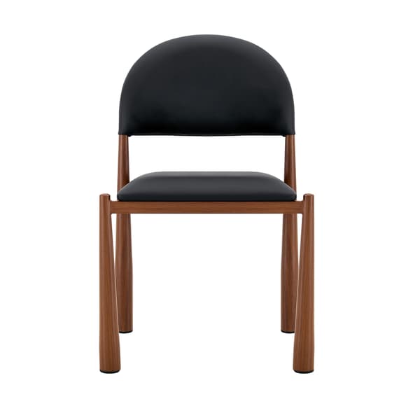SONNENH Spisestuestol – sæt med 2, PU, Sort, 45 × 48 × 80 cm