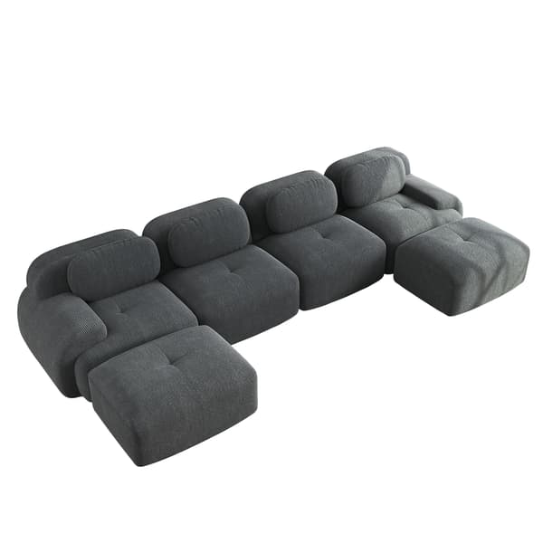 SONNENH Modulært U-sofa uden samling, rammefri sofa, åndbart kordfløjsstof, 32D højelastisk polstring, ekstra brede armlæn