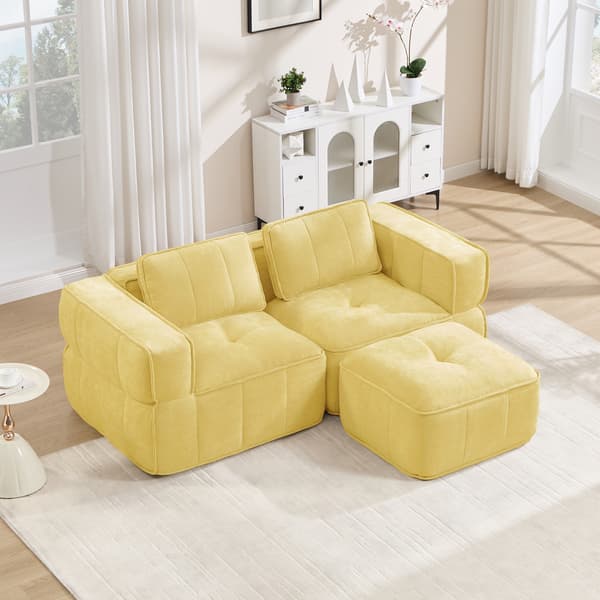 SONNENH 2-sitssoffa, Polyester, Gul, 198 × 162 × 67 cm