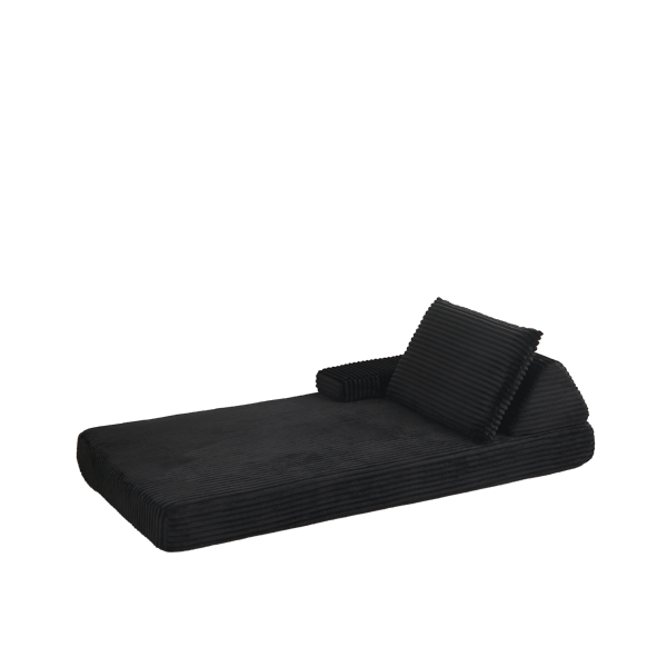 SONNENH Sofa, Fløjl / Skum, Sort, 211,5 × 106,5 × 48 cm