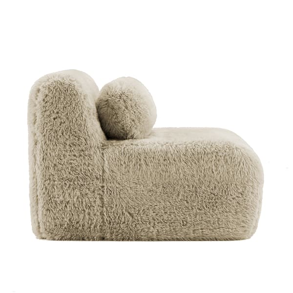 SONNENH Aviana Armless Sofa W / Pillow Plush Fabric-Light Khaki