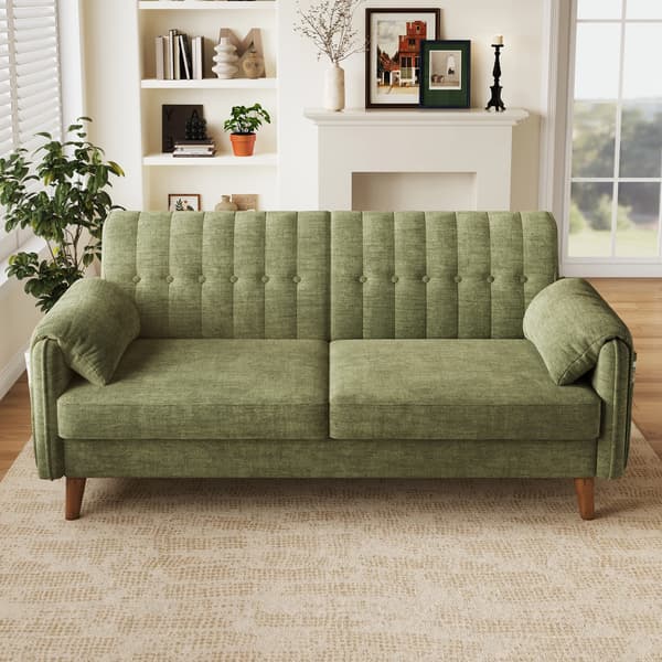 SONNENH 2-sitssoffa, Chenille, Grön, 161,5 × 79 × 83,5 cm