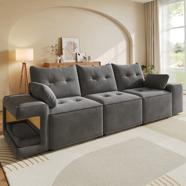 SONNENH Moderne modulær 3- sædersofa med brede armlæn, cloud sofa, integreret opbevaring, polstret kæledyr område