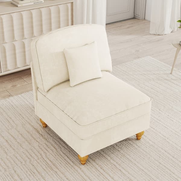 SONNENH Windsor-soffa utan armstöd Chenille med 1 kudde - Vit