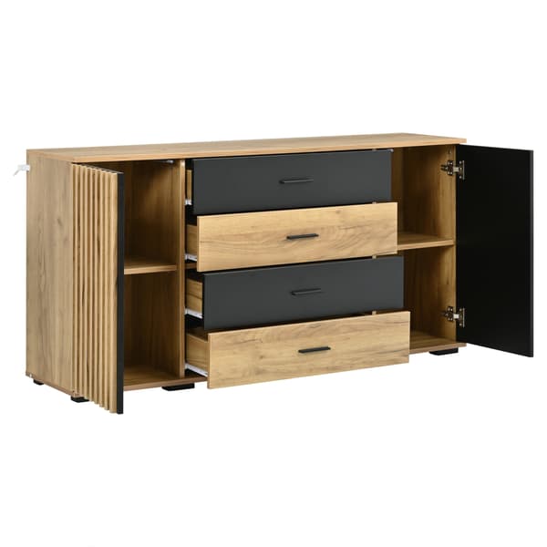 SONNENH Skænk, MDF, Sort, 140 × 35 × 70 cm