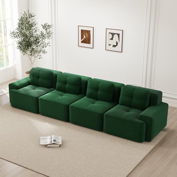 SONNENH Boneless Sofas för vardagsrum, Modular Sofa, 4 Seater Comfortable Upholstered Deep Seat Corduroy Cloud Sofa, Montering Gratis Soffa