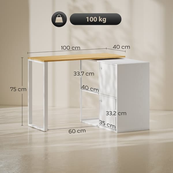 SONNENH Skrivebord, Træ, Hvid, 150 × 40 × 75 cm