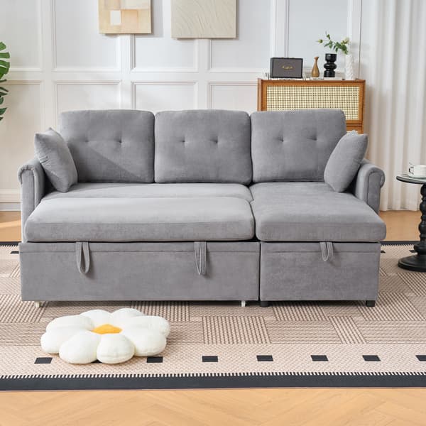 SONNENH Sovesofa, Chenille, Grå, 206 × 130 × 85 cm