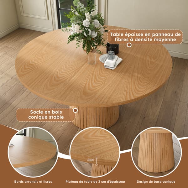 SONNENH Spisebord, MDF, Eg, 110 × 110 × 75 cm