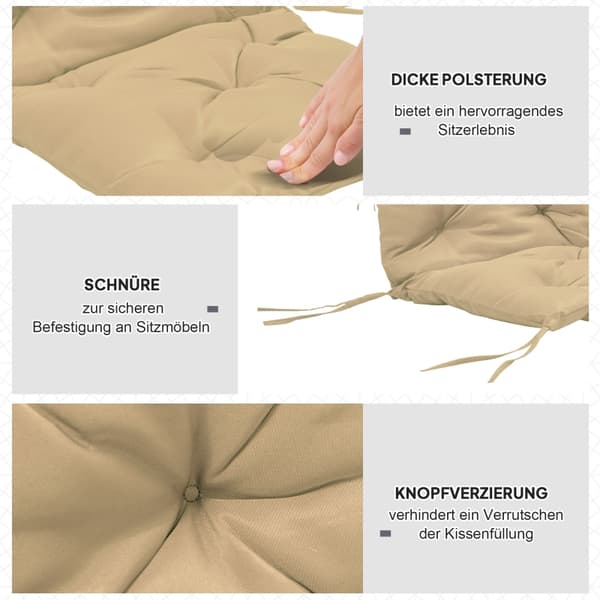 SONNENH Siddehynde – sæt med 2, Polyester, Khaki, 98 × 50 × 8 cm