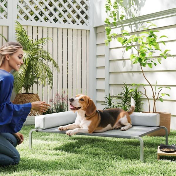 SONNENH Hundeseng, Polyester, Lysegrå, 110 × 75 × 30 cm
