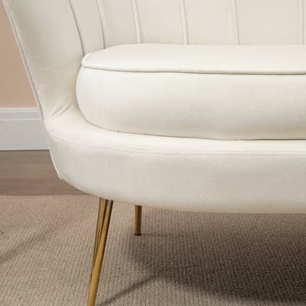 SONNENH 2-sits soffa soffa stoppad soffa loveseat armstöd sammet upp till 150 kg vardagsrum sovrum kräm 130x77x77cm