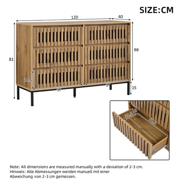 SONNENH Kommode, MDF / Spånplade, Naturfarvet, 120 × 40 × 81 cm
