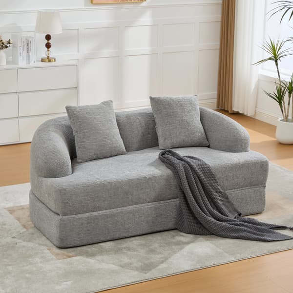 SONNENH Bäddsoffa, Chenille, Ljusgrå, 157 × 84 × 65 cm