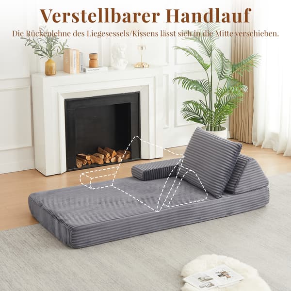 SONNENH Sofa, Fløjl, Grå, 211,5 × 106,5 × 48 cm