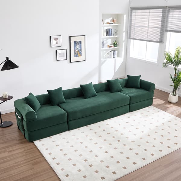 SONNENH Sofa, Fløjl, Smaragdgrøn, 270 × 180 × 64 cm