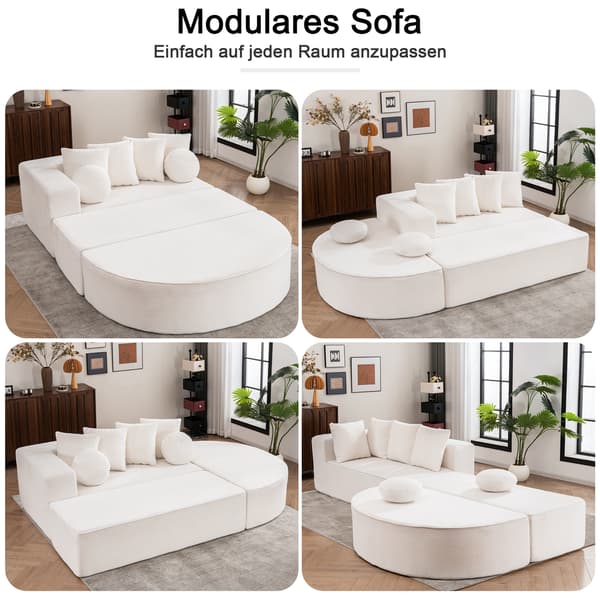 SONNENH Helt komprimerad benlös soffa, vardagsrum/sovrum med segmenterad molnsoffa, modern modulsoffa, ingen montering, bekvämt hudvänligt chenilletyg