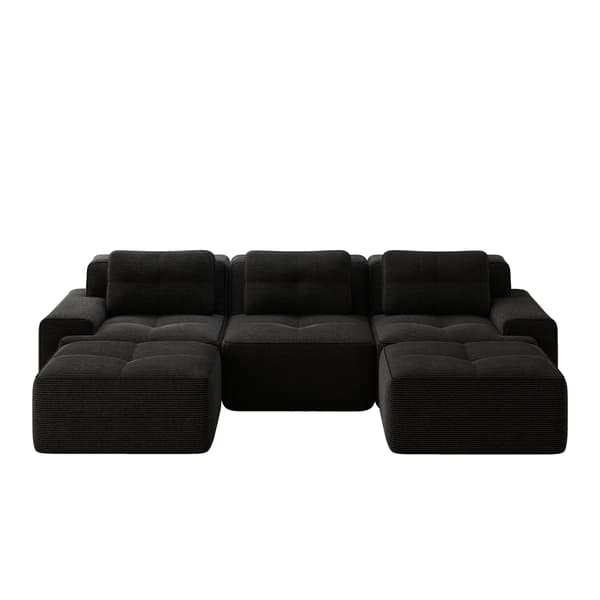 SONNENH Cloud Modular Sofa Boneless U Shaped Sofa, Modular Sofa med Ottoman, Modular Cloud Sofa, 3 Sæder Corduroy Cloud Sofa til levende værelse
