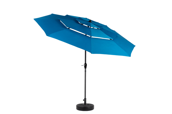 SONNENH Aluminium 10ft 3-vånings automatisk tiltsolskydd (Mörkblå) (Ingen bas)
