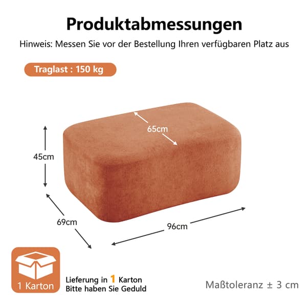 SONNENH Ottoman Fløjl-Orange
