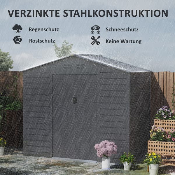 SONNENH Trädgårdsförråd, Stål, Grå, 213 × 131 × 192 cm