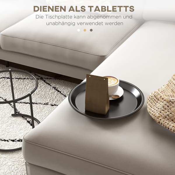 SONNENH Sidebord – sæt med 2, Stål, Sort, 43 × 43 × 38 cm