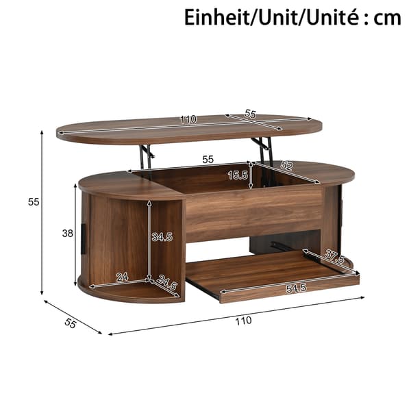 SONNENH Soffbord, MDF, Valnöt, 110 × 55 × 55 cm
