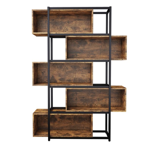 SONNENH Reol, MDF, Sort / Brun, 121 × 35 × 176 cm