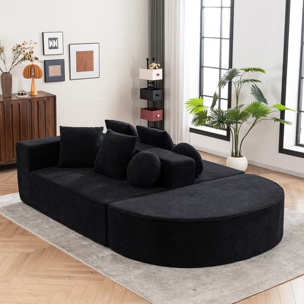 SONNENH Helt komprimerad benlös soffa, vardagsrum/sovrum med segmenterad molnsoffa, modern modulsoffa, ingen montering, bekvämt hudvänligt chenilletyg