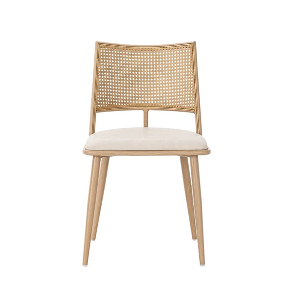SONNENH 2 matstolar, PU-säte, rottingryggstöd, vardagsrum, sovrum stol, beige
