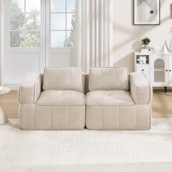 SONNENH 2-sitssoffa, Polyester, Beige, 198 × 93 × 67 cm