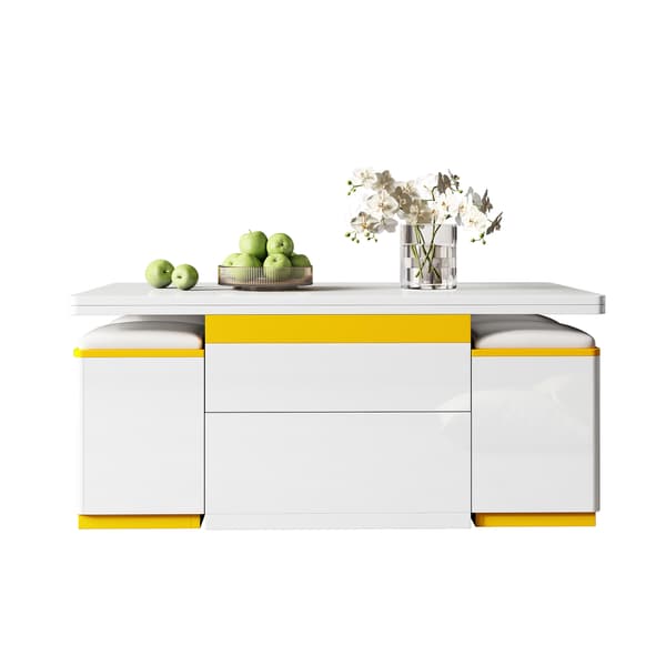 SONNENH Sofabord, MDF / Spånplade, Hvid, 100 × 50 × 43 cm
