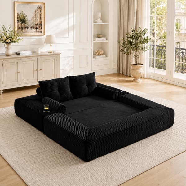 SONNENH Sofa, Fløjl, Sort, 180 × 98 × 80 cm