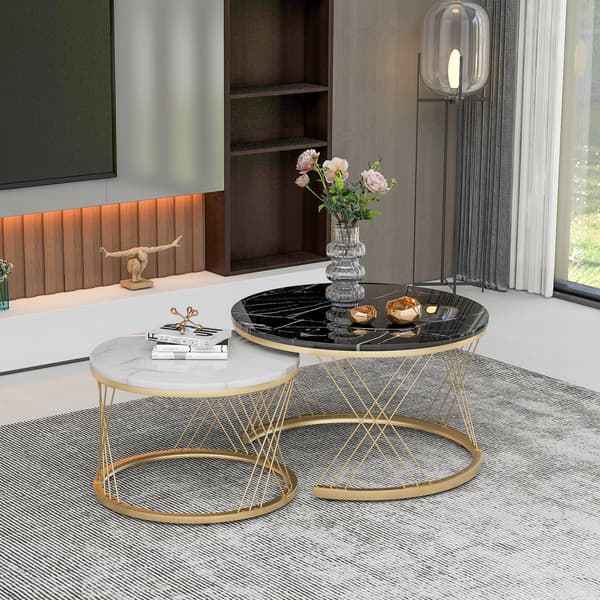 SONNENH Soffbord – set med 2, MDF, Svart, 70 × 70 × 45 cm