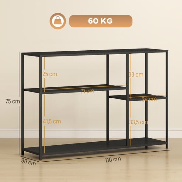 SONNENH Konsolbord, Stål, Sort, 110 × 30 × 75 cm