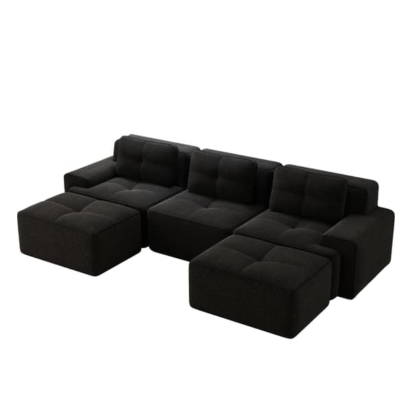 SONNENH Cloud Modular Sofa Boneless U Shaped Sofa, Modular Sofa med Ottoman, Modular Cloud Sofa, 3 Sæder Corduroy Cloud Sofa til levende værelse