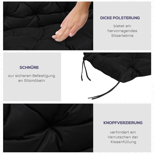 SONNENH Sittdyna, Polyester, Svart, 100 × 98 × 8 cm