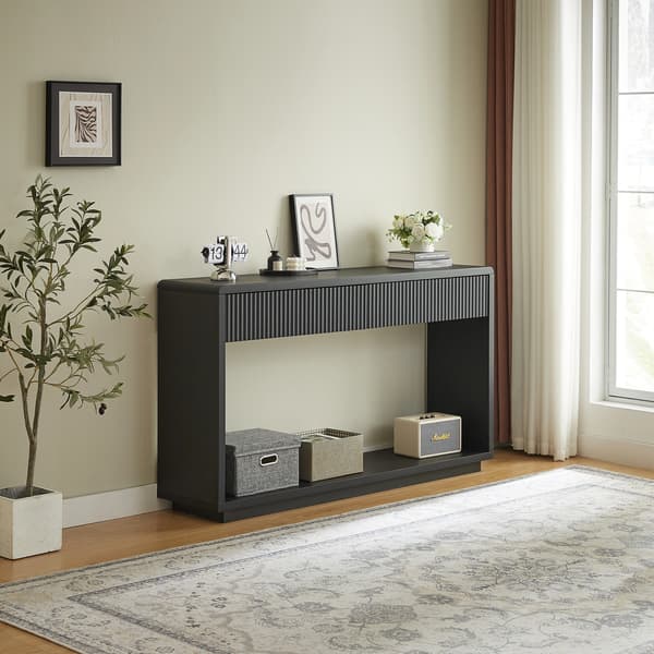 SONNENH Konsolbord, Spånplade, Sort, 150 × 35 × 85 cm