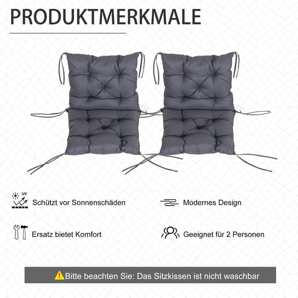 SONNENH Sittdyna – set med 2, Skum, Grå, 98 × 50 × 8 cm