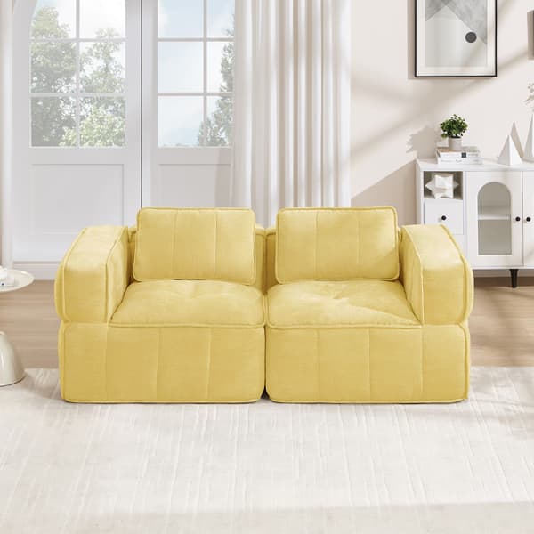 SONNENH 2-personers sofa, Polyester, Gul, 198 × 93 × 67 cm