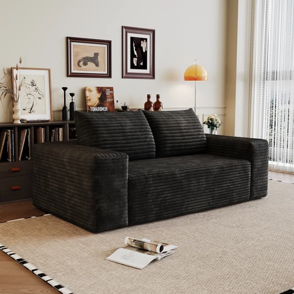 SONNENH 2-sitssoffa, Tyg, Svart, 180 × 90 × 83 cm