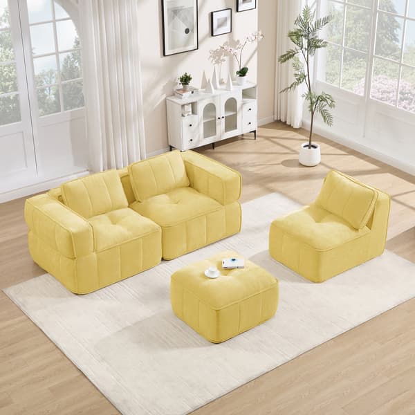 SONNENH 3-personers sofa, Polyester, Gul, 271 × 162 × 67 cm